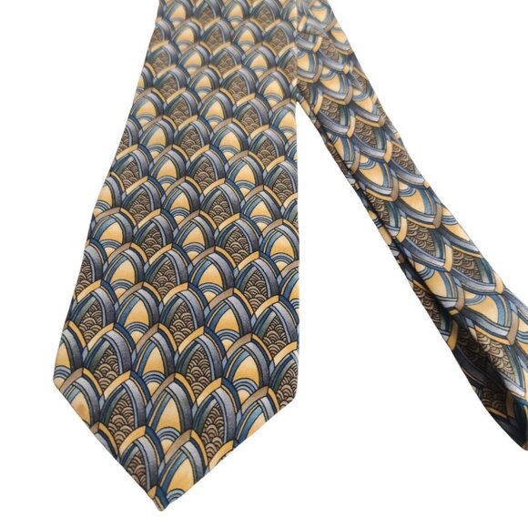 Vintage J. Garcia Blue and Gold Art Deco Tie - Picture 6 of 6